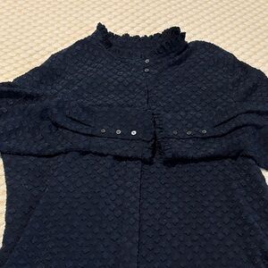 Banana Republic Navy Textured Blouse